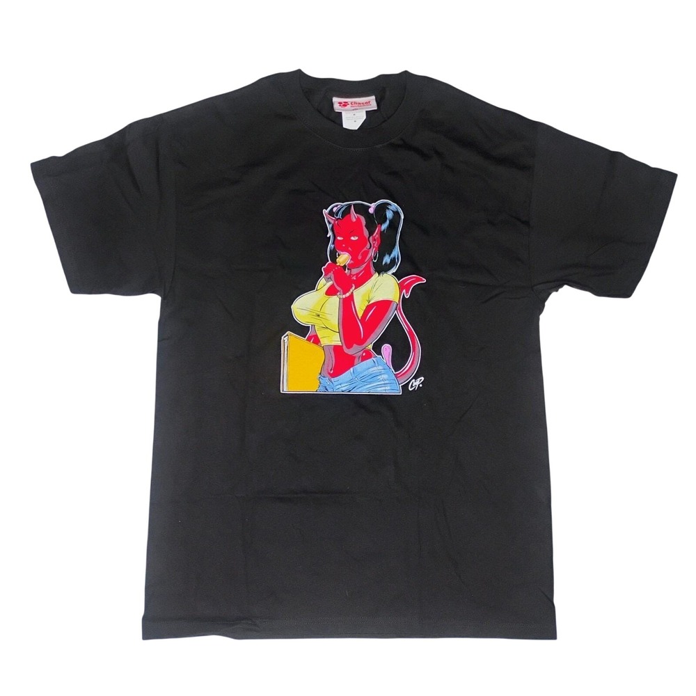 Coop Tshirt Sexy Devil School Girl Size M Black Posterpop Vtg Y2K 1990's Hot Rod